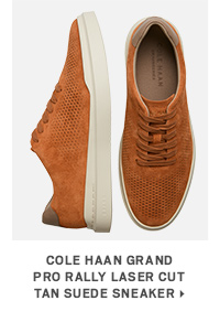 Cole Haan Grand Pro Rally Laser Cut Tan Suede Sneaker