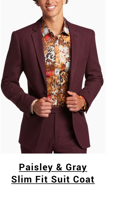 Paisley and Gray Slim Fit Suit Coat