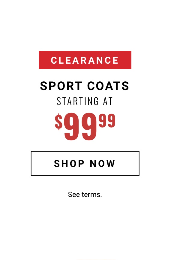 Clearance Sport Coats Starting at 99 99