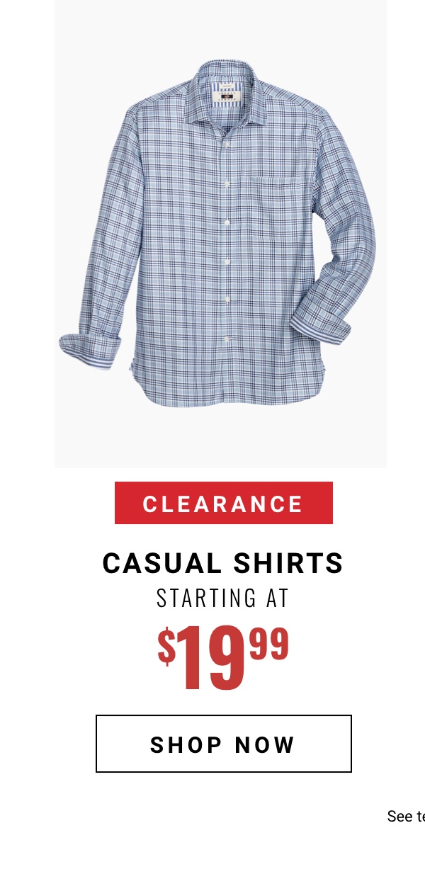 Clearance Casual Shirts Starting at 19 99