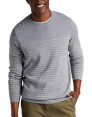 Joseph Abboud Modern Fit Crew Sweater, Medium Blue Engineered Stripe
