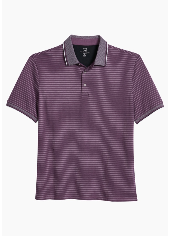Michael Strahan Modern Fit Short Sleeve Polo, Purple Stripe