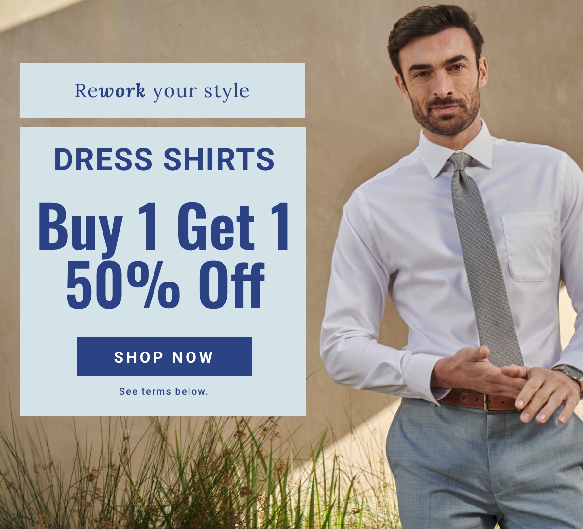 Dress Shirts buy 1 get 1 50 percent off