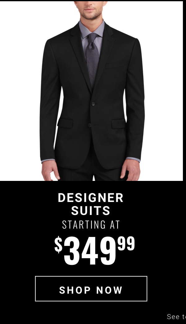 Designer suits starting at 349 99