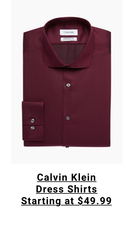Calvin Klein Dress Shirts Starting at $49.99