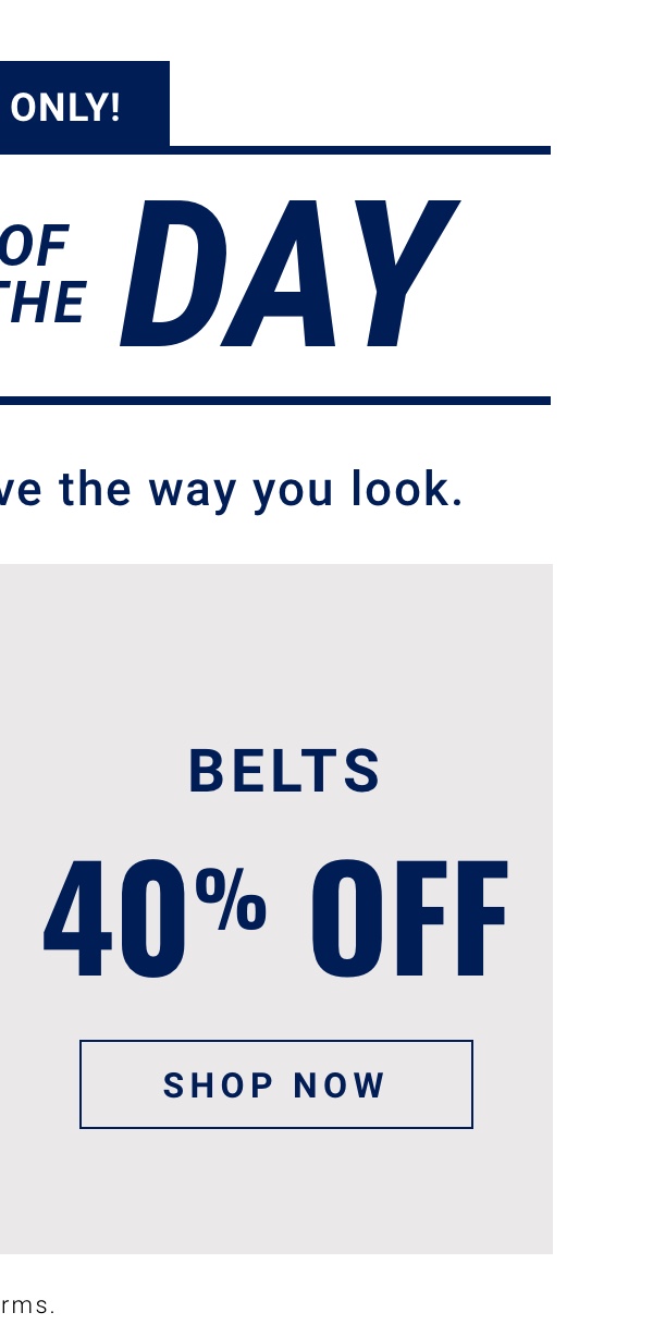 Deal of the Day 40% Off Belts