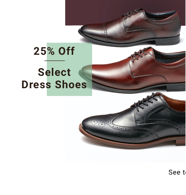 Select Dress Shoes 25% Off