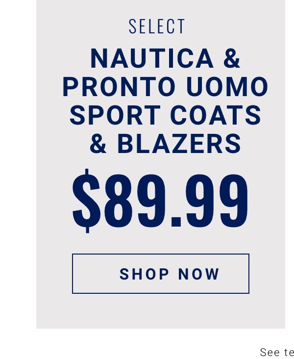 Select Nautica and Pronto Uomo Sport Coats and Blazers $89.99  - Shop Now