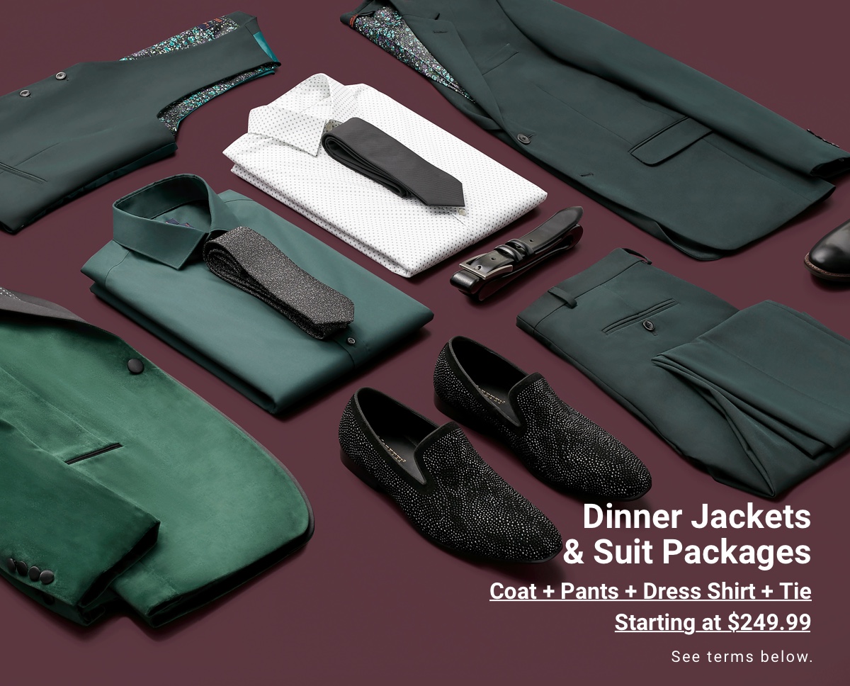 Dinner Jackets and Suit Packages | Starting at $249.99 | Coat plus Pant plus Dress Shirt plus  Tie - Shop Now