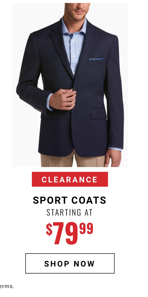 Clearance Sport Coat Starting at $79.99