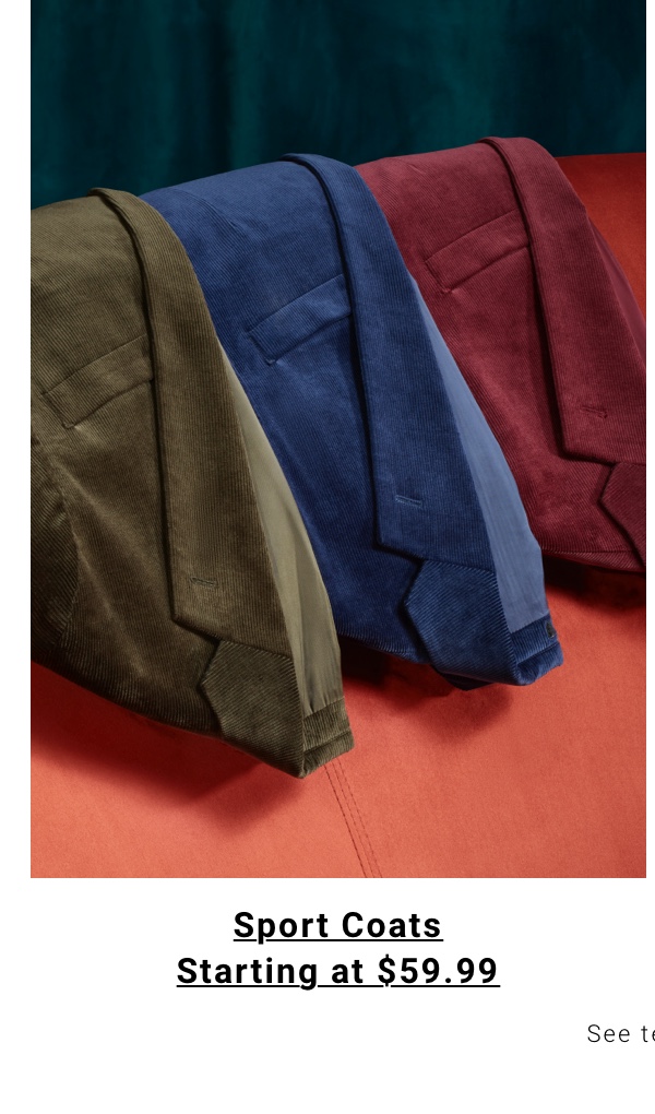 Sport Coats Starting at $59.99