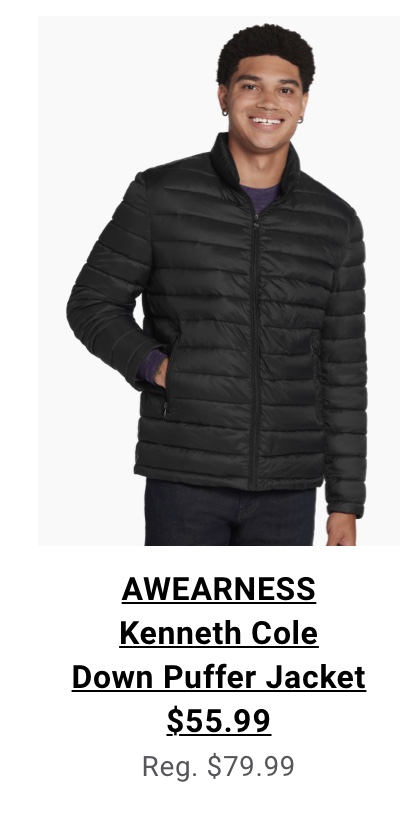 AWEARNESS Kenneth Cole Down Puffer Jacket $55.99 Reg. $79.99