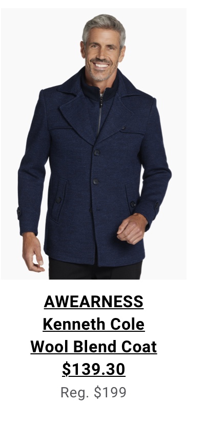 AWEARNESS Kenneth Cole Wool Blend Coat $139.30 Reg. $199.00