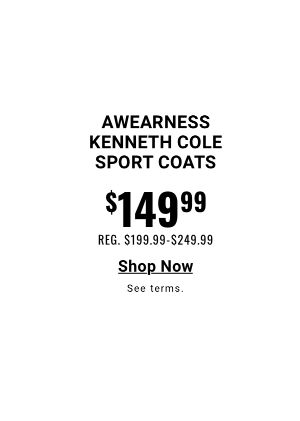 AWEARNESS Kenneth Cole Sport Coats $149.99 Reg. $199.99-$249.99 - Shop Now