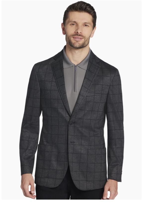 Black Windowpane AWEARNESS Kenneth Cole Slim Fit Window Pane Plaid Sport Coat