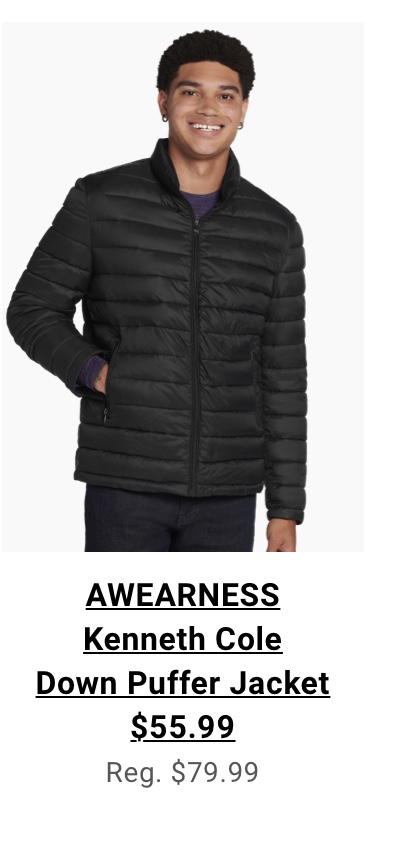 AWEARNESS Kenneth Cole Down Puffer Jacket $55.99 Reg. $79.99. Read terms below.