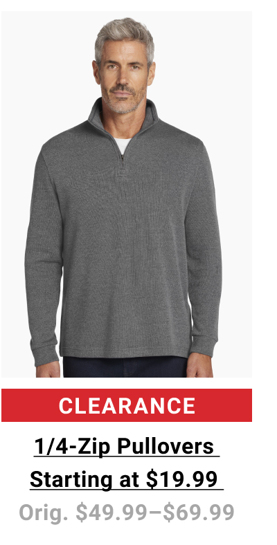 Clearance 1/4-Zip Pullovers Starting at $19.99 Orig. $49.99-$69.99