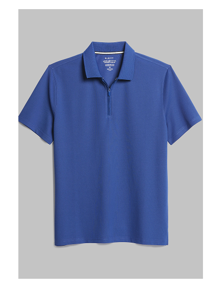 BLUE AWEARNESS Kenneth Cole Slim Fit Performance Tech Zip Polo Shirt